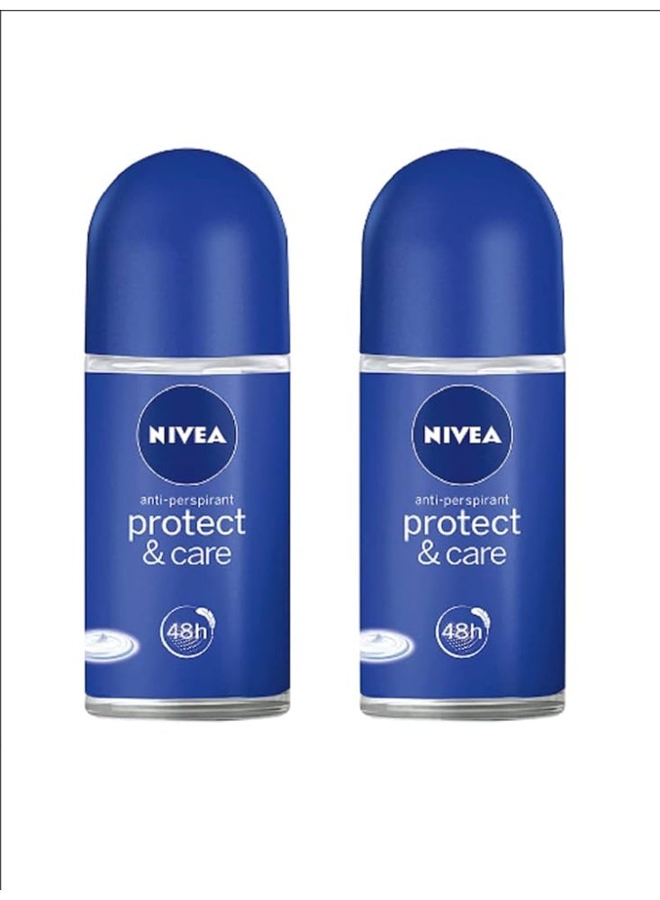 Nivea Unisex Roll On Fresh Deodorant - Protect & Care (50Ml) (Pack Of 2) - Image 1